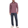 thumbnail image 2 of INSPIRE CHIC Men's Contrast Button Collared Pocket Long Sleeves Golf Polo T-Shirts L Burgundy, 2 of 5