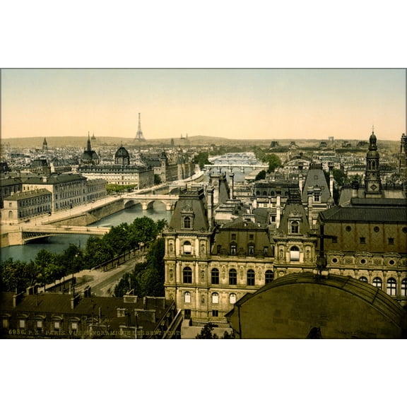 24"x36" Gallery Poster, Panorama of the seven bridges, Paris, France 1890