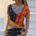 thumbnail image 1 of Women Tie-dye Printed Embroidery Collar Short Sleeve Pullover Blouse Tops, 1 of 3
