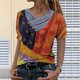 thumbnail image 2 of Pntutb Mujer Tie-Dye Impreso Bordado Cuello Manga Corta Pullover Blusa tops Pntutb Pntutb-228, 2 of 3