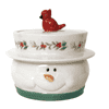 Pfaltzgraff Winterberry Stoneware Snowman Candy Bowl with Cover