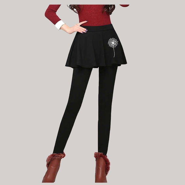 Pntutb Mujeres Otoño Invierno Tight Plus Terciopelo Espesar Falda Pantalones Impreso Stretch Slim Leggings Pntutb Pntutb-3535