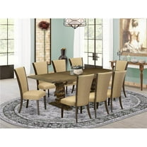 9 Piece Lassale Dining Table Set - Distressed Jacobean & Brown