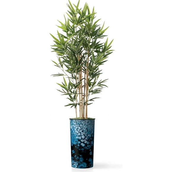 Artificial Tree in Modern Planter, Fake Bamboo Silk Tree for Indoor and Outdoor Home Decoration - 70" Overall Tall (Plant Plus Tree)