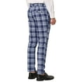 thumbnail image 3 of INSPIRE CHIC Men's Plaid Dress Pants Casual Slim Fit Checkered Business Trousers Navy Blue 28, 3 of 6