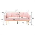thumbnail image 5 of Convertible Loveseat Sofa, Modern Teddy Fabric Upholstered Leisure Accent Sofa Couch with Adjustable Backrest and Metal Feet, Folding Futon Sofa Sleeper Bed for Living Room Bedroom Office, Pink, 5 of 7