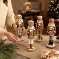 thumbnail image 4 of MInHoues Gingerbread Nutcracker Figurines Set of 4, Christmas Wooden Nutcracker Soldier Ornaments with Cookie Icing Design, Holiday Decor for Tabletop Mantel Shelf, Xmas Decoration Gift, 4 of 6
