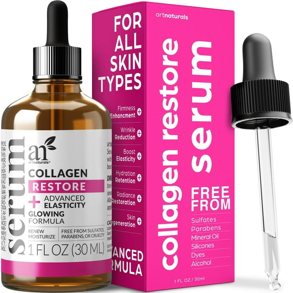 Serum artnaturals Colágeno Potenciador para rostro, 30 ml, con ácido hialurónico y vitamina E