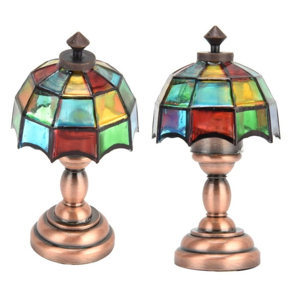 Lámpara de escritorio vintage led mini, 1:12 muñecas mini muñecas ligeras lámpara de mesa para 1/12 dollhouse