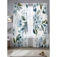 thumbnail image 2 of Watercolor Flowers Sheer Curtains 84 Inch Length 2 Panels Set Window Treatments, Spring Floral Leaves Botanical Blue Rod Pocket Semi Curtains for Living Room/Bedroom/Kitchen Décor, 104"W x 84"L, 2 of 7