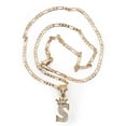 thumbnail image 2 of Cadena y dije de brillos con corona de oro laminado letra S, 2 of 7