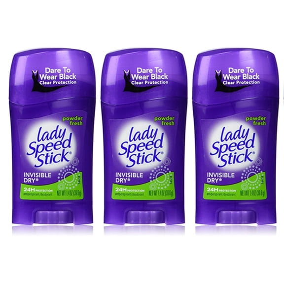 3 X Lady Speed Stick Deodorant Powder Fresh Invisible Dry Solid Antiperspirant