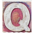 thumbnail image 3 of Ambesonne Monogram Q Shower Curtain, Wooden Writing Grunge, 69"Wx84"L, Violet Blue White and Pink, 3 of 3