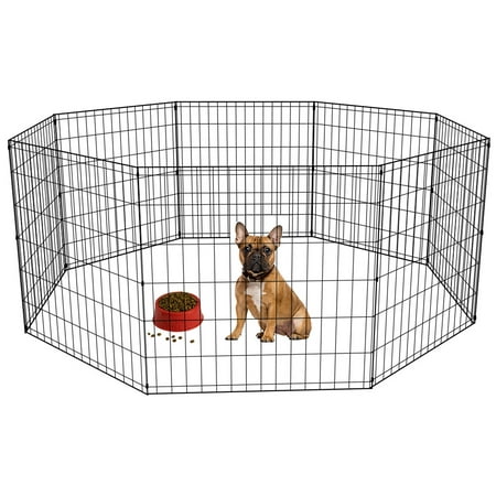 24-Black Tall Dog Playpen Crate Fence Pet Kennel Play Pen Exercise Cage -8