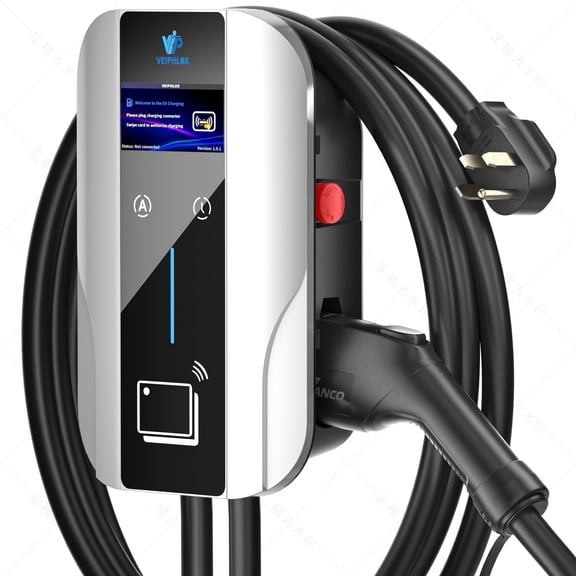 Veiphlox Level 2 ev charger, ev charger for 240V 40Amp 9.6kW,  NEMA 14-50P, J1772 Connector ev charger level 2, 25ft Cable 4.3' LCD display Charging Station