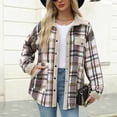 thumbnail image 4 of Gvdentm Flannel Jacket Women With Hood Womens Plaid Sherpa Lined Jacket Winter Button up Flannel Jackets Oversized Fleece Fuzzy Warm Coat Jackets Light Pink,XL, 4 of 7