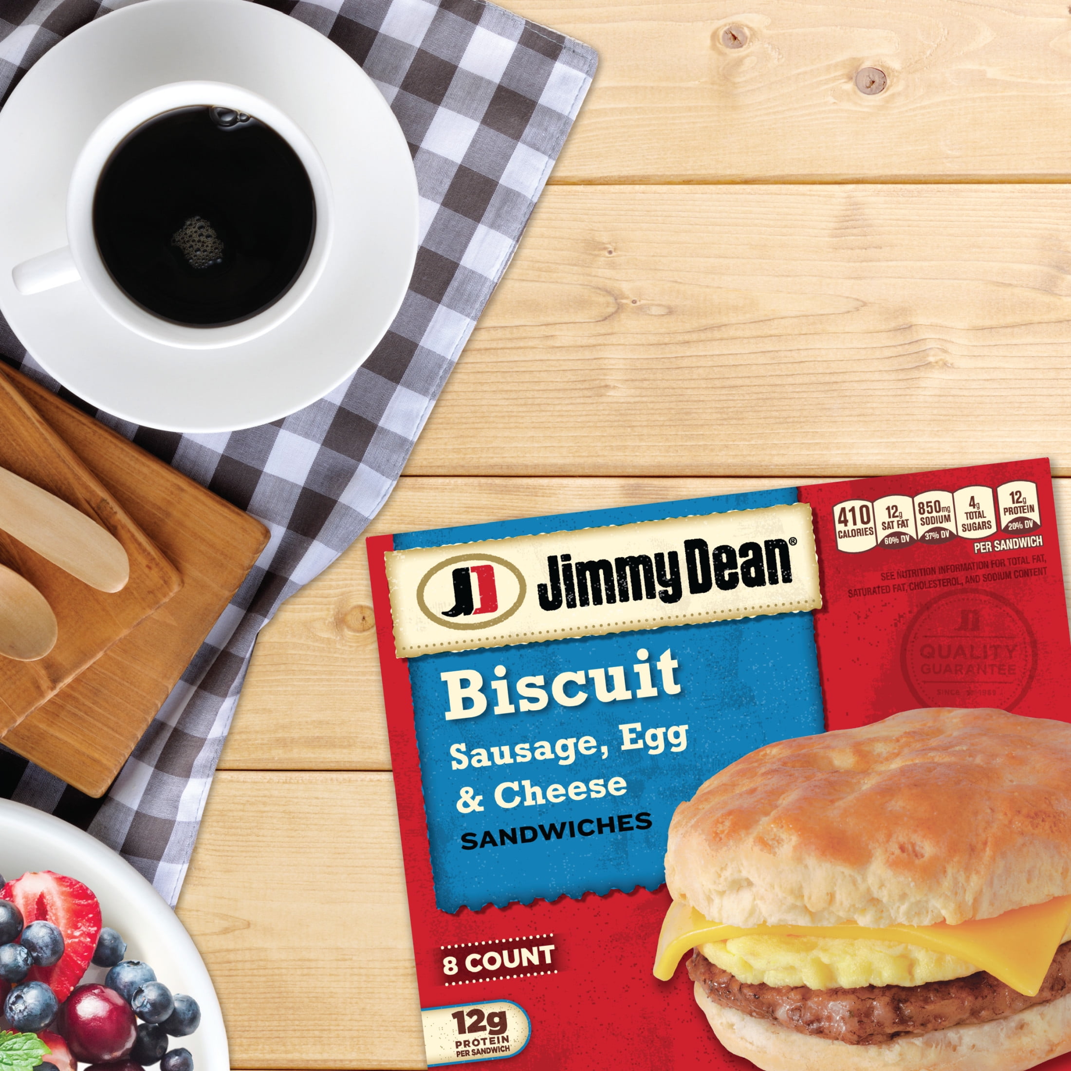 Jimmy Dean Frozen Breakfast Sandwich, Sausage Egg & Cheese Biscuit, 8 Count
