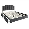 thumbnail image 5 of Home Design Yuma Queen Upholstered Storage Platform Bed Frame with Stepped Headboard Design and Four Under-Drawers, Dark Gray, Easy Assembly, 5 of 6