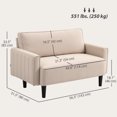 thumbnail image 3 of HOMCOM Loveseat, Linen Fabric Upholstered 2 Seater Sofa Couch, Beige, 3 of 10