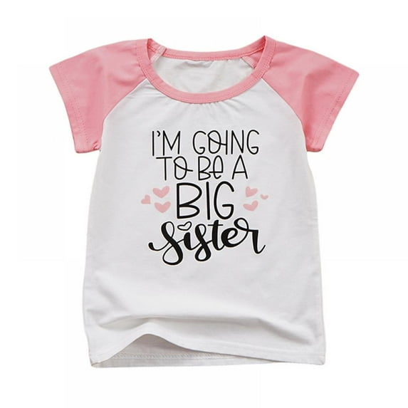 Kids Girls T-shirt - Promoted to Big Sister - Summer Cotton Short Sleeve Tops