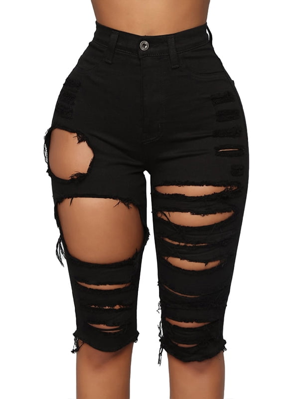 distressed knee shorts