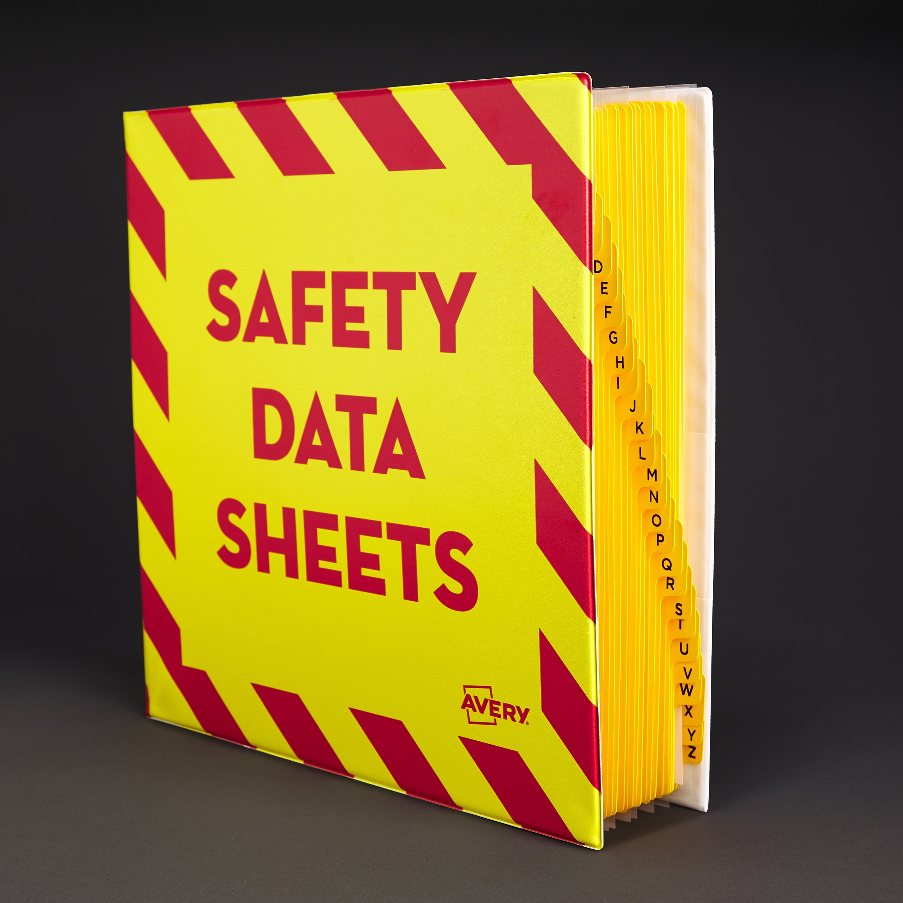 Avery Heavy-Duty Industrial SDS Binder, 1-1/2" One-Touch Rings, 400-Sheet Capacity, Yellow/Red Border (18950)