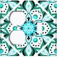 thumbnail image 4 of Metal Light Switch Plate Cover Green Teal Flower Mandala Tile Pattern MDL035, 4 of 13
