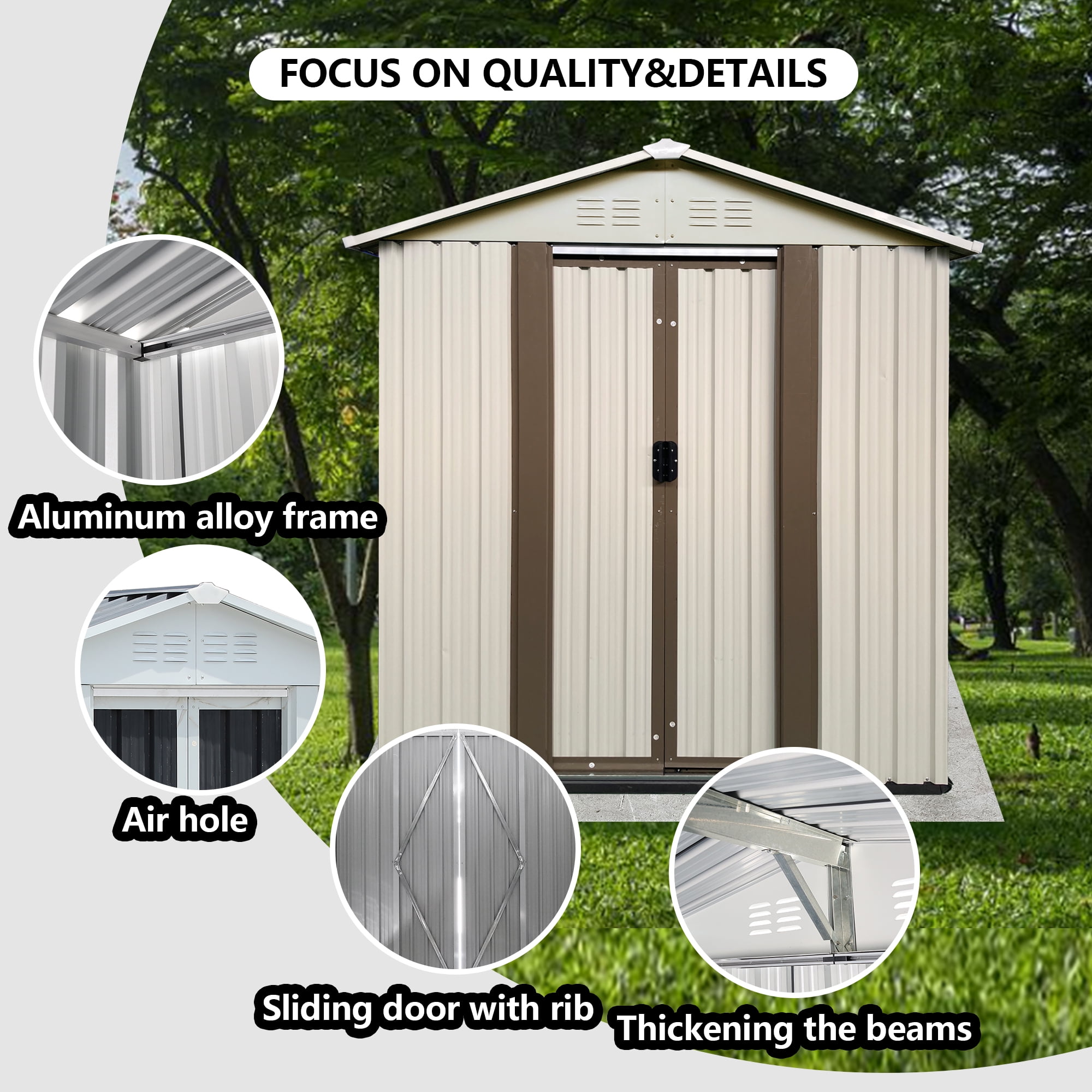 Yiyado 5 ft x 3 ft Outdoor Storage Shed, White