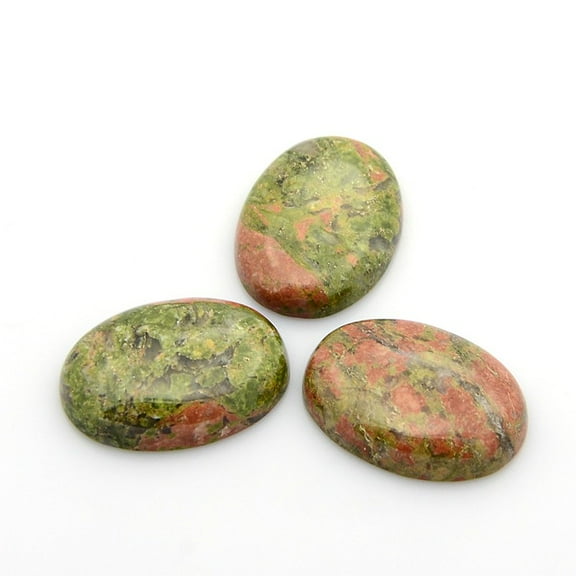 Natural Gemstone Cabochons Oval Unakite 30x22x6~8mm