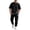 Black, variant on Migroa Mens 2 Piece Sweatsuit Set Short Sleeve Sweatshirt Jogging Sweatpants Tracksuits Outfits T Shirts And Loose Pants Summer Textured Suits Black L