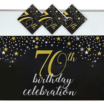 

3 70th Birthday Table Cloth Plastic Table Covers for 6 Foot Table 54x108”