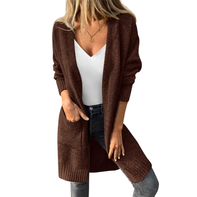 Suéter PRETTYGARDEN de Manga Larga Oversized Marrón XXL