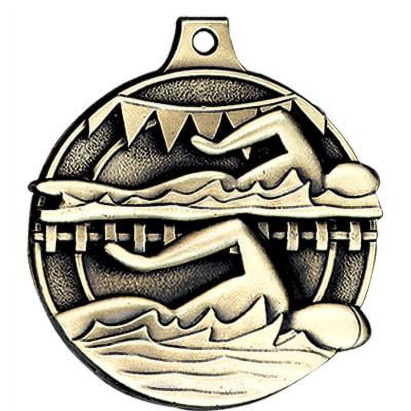 Swim Medals, 2" Gold Diecast Swim Medal Award 10 Pack