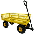 thumbnail image 4 of 3 cu. ft. 300 lbs. Capacity Removable Sides Metal Steel Mesh Heavy Duty Utility Wagon Outdoor Garden Cart in Yellow, 4 of 9