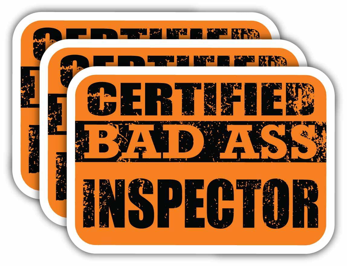 Hard Hats Cool Funny Occupation Job Career Gift Idea Cars Certified Bad Ass Construction Inspector Stickers x3 Windows 3M Sticker Vinyl Decal for Laptops