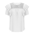 thumbnail image 3 of GigrtiJin Womens Summer Casual Tops Ruffle Short Sleeve Casual Solid Shirts Hollow out Loose Work Comfy Blouses, 3 of 6