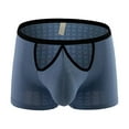 thumbnail image 4 of Yaoyar Men Casual Fashion Solid Briefs Boxer Breathable Mesh Ice Silk Front Opening Light Blue M, 4 of 9