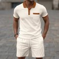 thumbnail image 1 of Weiqiqre Men's Short Sets 2 Piece Outfits Button Down Linen Shirts and Short Sets Summer Beach Outfis, 1 of 5