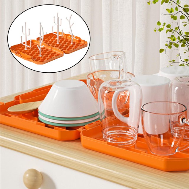 Tendedero plegable desmontable portátil para biberones Hugo Naranja