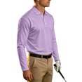 thumbnail image 5 of Hearthz Polo Shirts for Men 3 Button Placket Lapel Collar Mens Long Sleeve Tee Shirts Business Casual Mens Golf Polo Shirts Work Shirt Light Purple L, 5 of 7