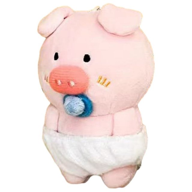 Piggy Keychain Cute Plush Pacifier Pig Hanging Ornament for Girls Soft Stuffed Animal Doll Key Ring Pendant Perfect Backpack Accessory And Gift