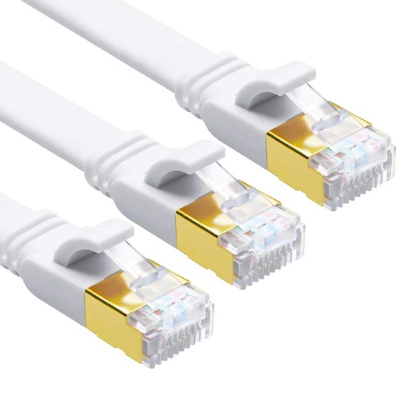 Cable Ethernet Yauhody CAT 8 de 6 pies, paquete de 3, 40 Gbps, 2000 MHz, blanco