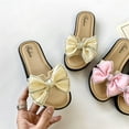 thumbnail image 4 of ZACPNCV Girl's Bow Slip on Slippers Open Toe Braided Slides Flat Sandals Beige 8-9 Years, 4 of 8