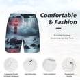 thumbnail image 6 of Picia Lighthouse in a Stormy Sea pattern Mens Swim Trunks with Compression Liner Stretch Beach Shorts Quick Dry with Zipper Pockets No-Chafing Board Shorts-X-Large, 6 of 9