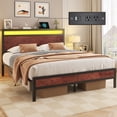 thumbnail image 7 of Bolvdo Queen Bed Frame with LED Headboard & Footboard, Built-in Charging Station, Storage Shelf, Noise-Free, No Box Spring Required, Easy Assembly, Coffee Brown, 7 of 7