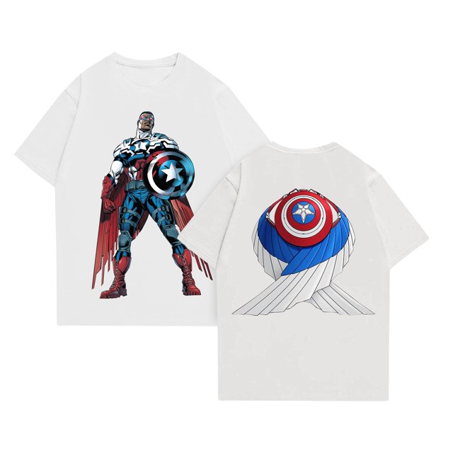 Marvel Legends Captain America T-Shirt à Manches Courtes pour Hommes Col Rond en Coton Respirant Style Livre Comic Tenue Décontractée Design Science-Fiction Explosion d'Énergie Adulte : S