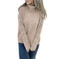 thumbnail image 2 of Suéter Holgado de Punto para Mujer, de Cuello Alto, Larga y Cuello Vuelto, de Invierno Caqui S, 2 of 8