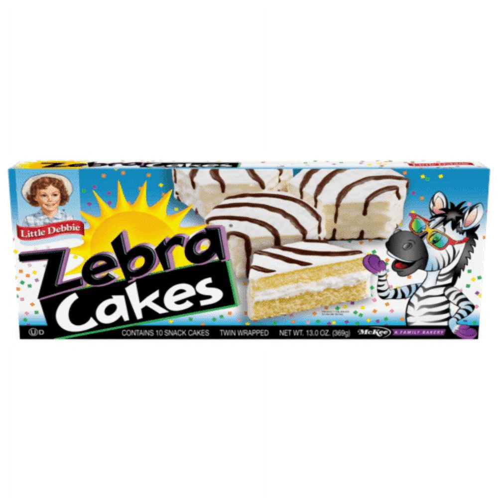 Little Debbie Zebra Cakes, 10 Boxes of 100 Fudge Striped Snack Cakes, Twin Wrapped