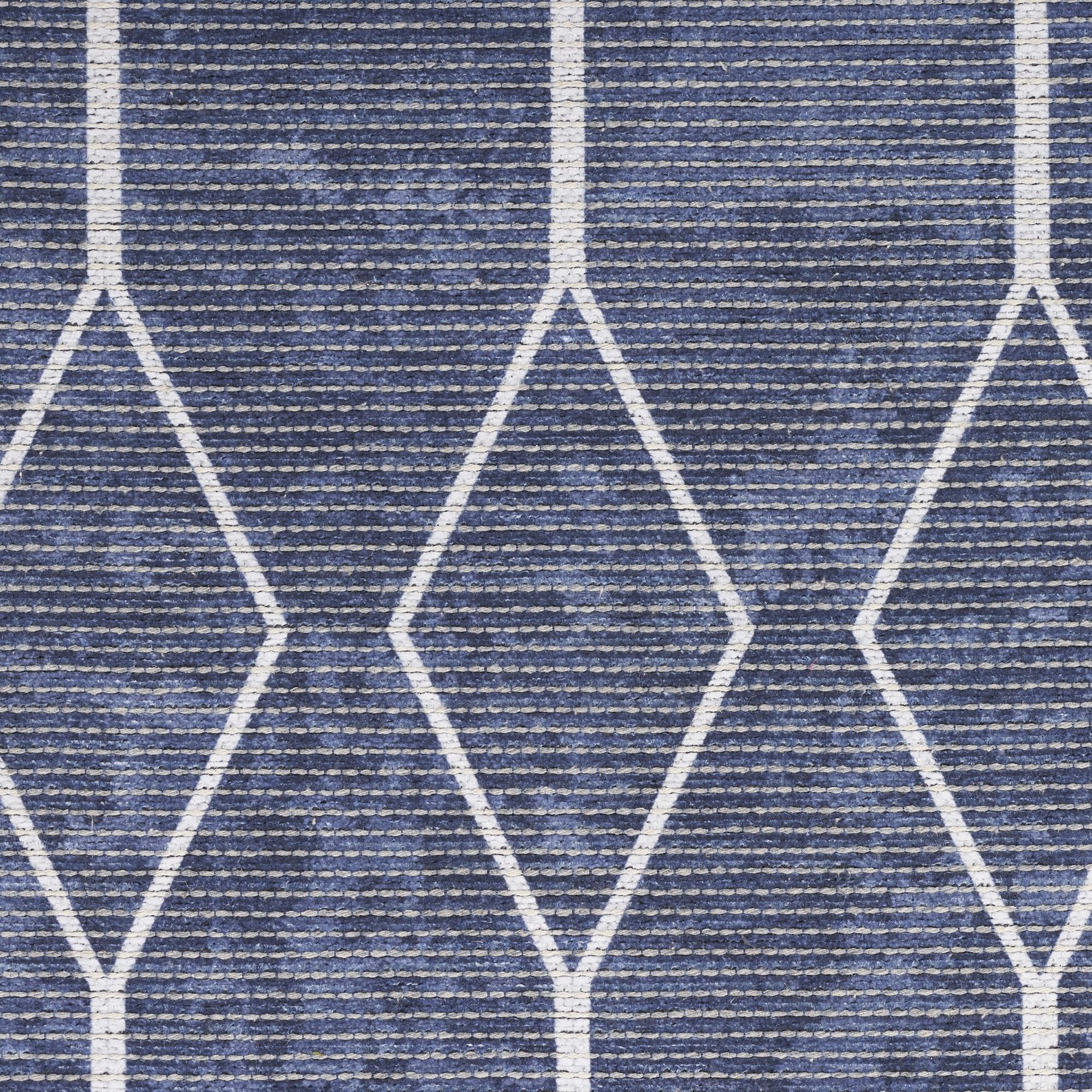 Nourison New Concept Washables 2' x 6' Navy Modern Indoor Non-Slip Flatweave Rug