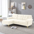 thumbnail image 5 of Techmilly Upholstered Sectional Sofa for Home, Apartment, Dorm, Bonus Room, Compact Space with Recliner, 3 Seats, L Shape Design, Reversible Ottoman Bench - Beige, 5 of 9